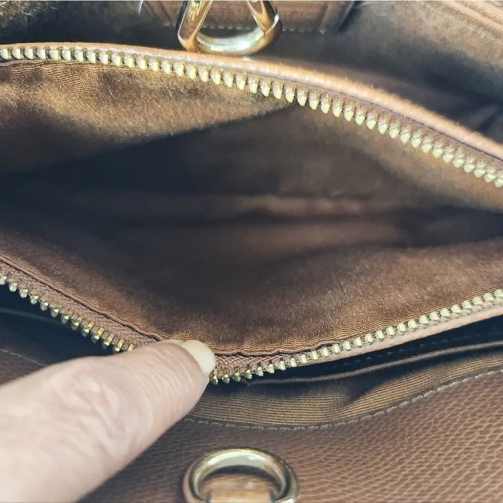 Coach Margot Carryall Satchel Saddle Brown Crossgrain Leather 13x9x5
